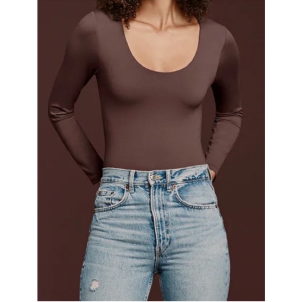 Nuuds Coffee Scoop Neck Long Sleeve Bodysuit
